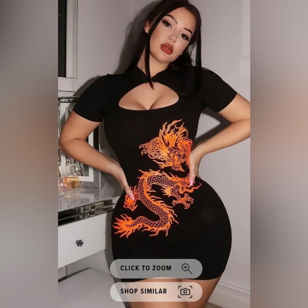 Chinese dragon black dress